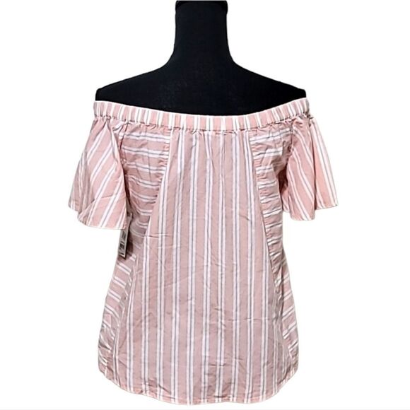 BP. Off The Shoulder Striped Shirt - Picture 2 of 4